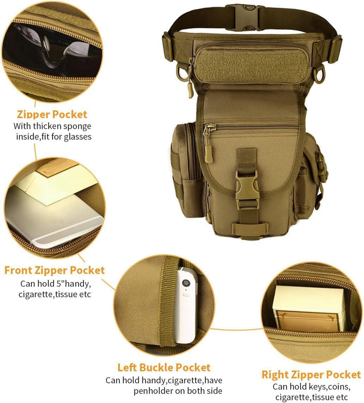 Huntvp Taktisch Beintasche Militär Beinbeutel MOLLE Hüfttasche Sport Tactical Leg Bag Armee Beintasc
