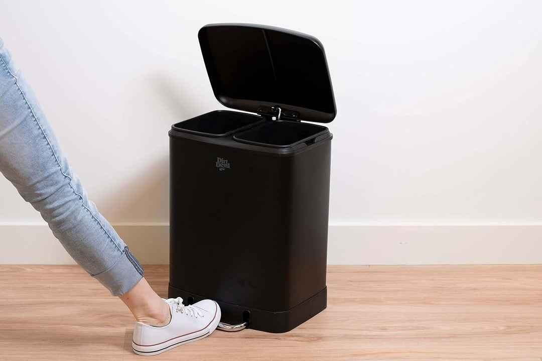 Dirt Devil Tretmülleimer 2 x 12L – Mülleimer 2 Fächer – Mülltrennsystem - Abfalleimer mit Soft Close