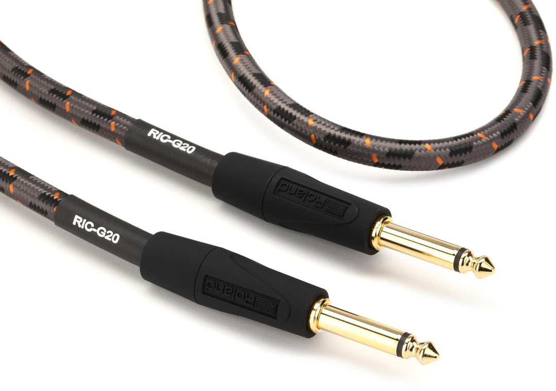 Roland Gold-Serie Patch/Pedal-Kabel – gerade 6,3-mm-Klinkenstecker, Länge: 6 m – RIC-G20, schwarz