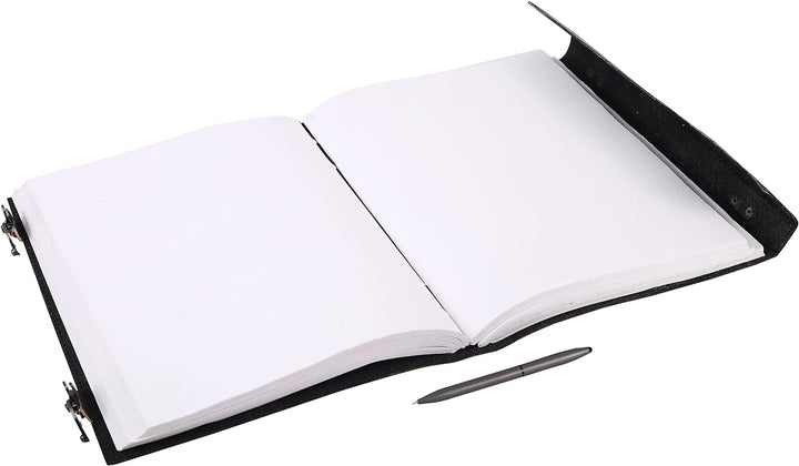 OVERDOSE Hand Embossed Stone Black Leather Journal - Handmade Antique Stone Journal For Students & O