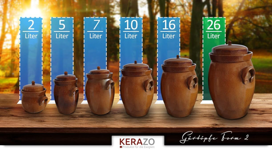 K&K Keramik K&K Gärtopf-Set [Form 2] mit umfangreichem Zubehör in unterschiedlichen Grössen (26 Lite