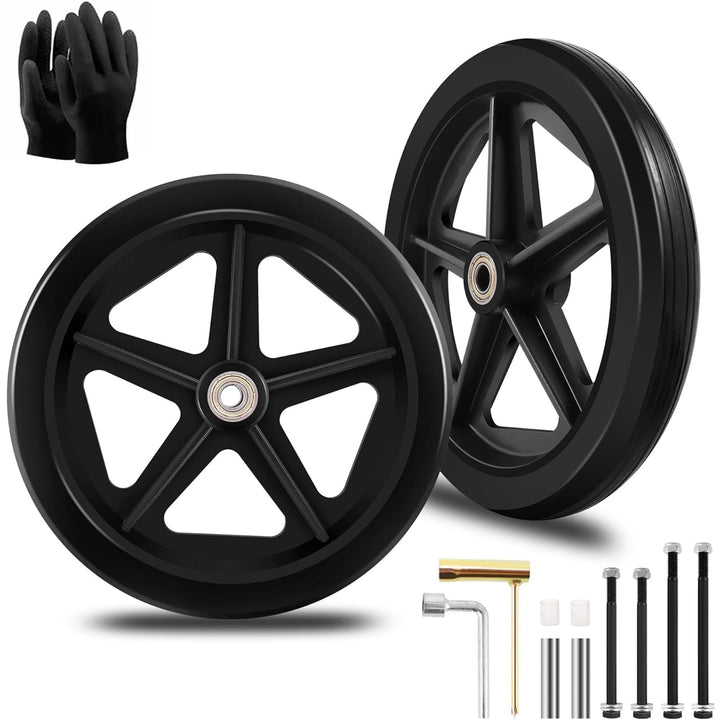 2 Stück 200 mm Solide Ersatzräder – Umweltfreundliches Gummimaterial, Verschleissfeste PU-Reifen, Ru
