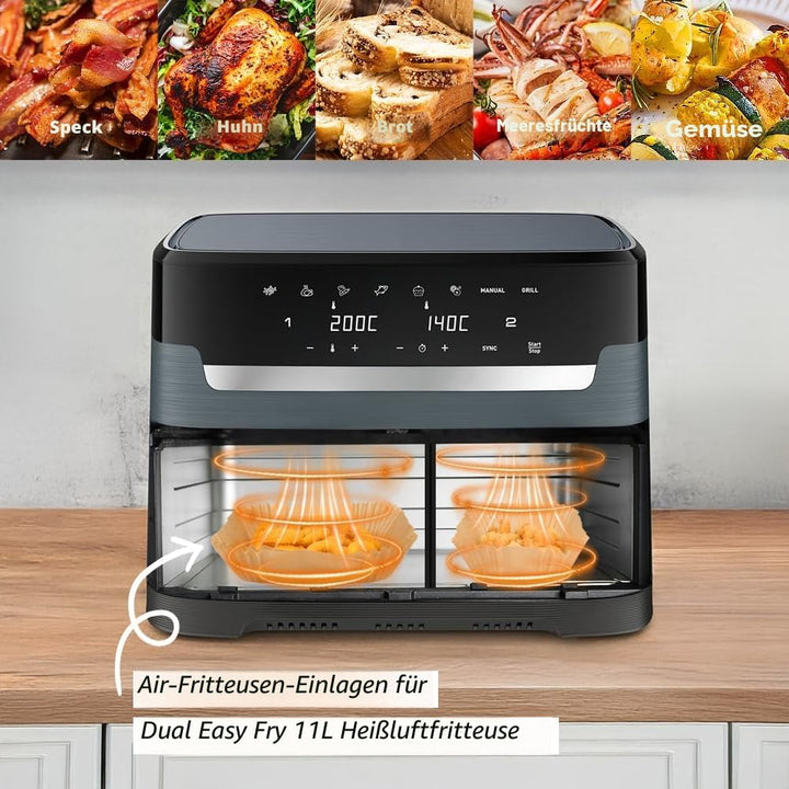 Luftfritteuse-Liner für Tefal XXL Dual Easy Fry 11L, Papierzubehör für EY942BG0 (100