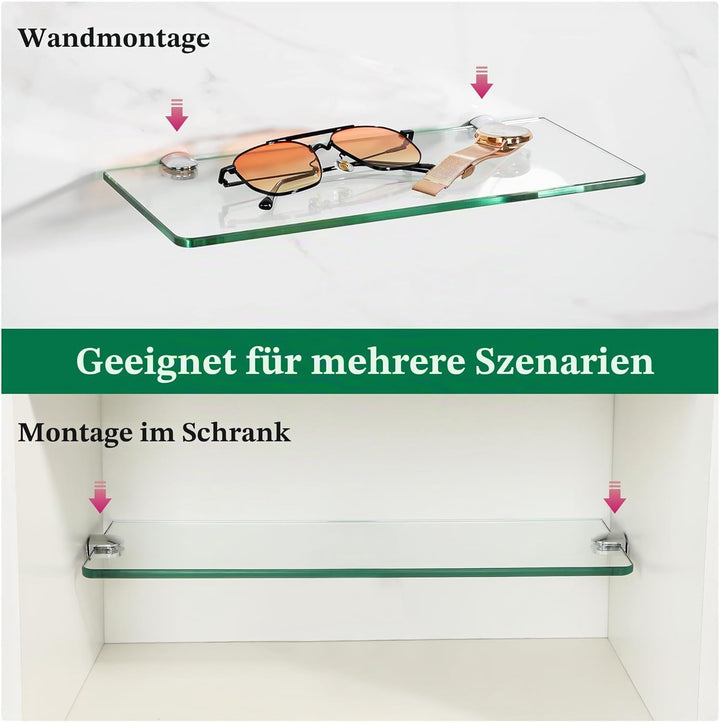 SAYAYO Glasregal Badezimmer, Badregal Duschablage Glasablage mit 7MM Dicke Rechteck Regal Glas Badre