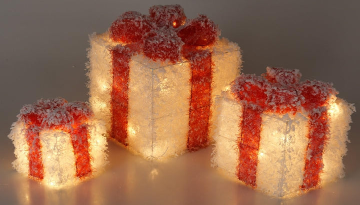 Bambelaa! 3er Led Deko Geschenke Weihnachten Leucht Boxen Weihnachts Dekoration Weihnachtsdeko Beleu