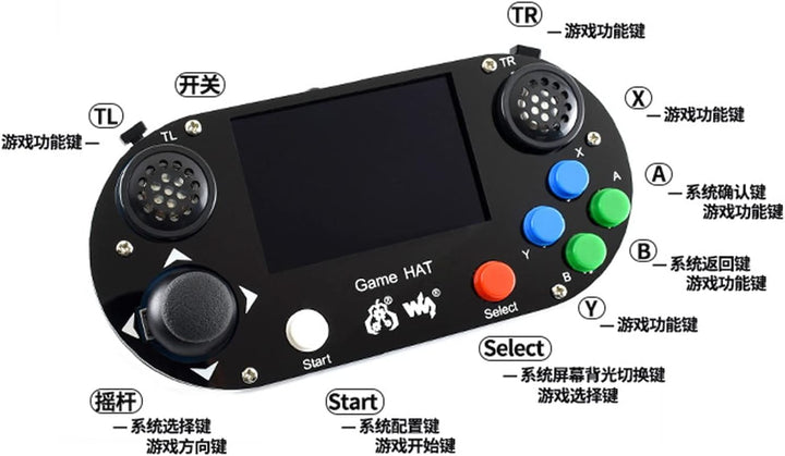 Waveshare Game HAT for Raspberry Pi A+/B+/2B/3B/3B+/4B 3.5inch IPS Screen 480 * 320 Resolution 60 Fr