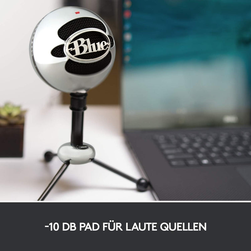 Blue Snowball USB-Mikrofon für Aufnahmen, Streaming, Podcasting, Gaming auf PC und Mac, Kondensatorm