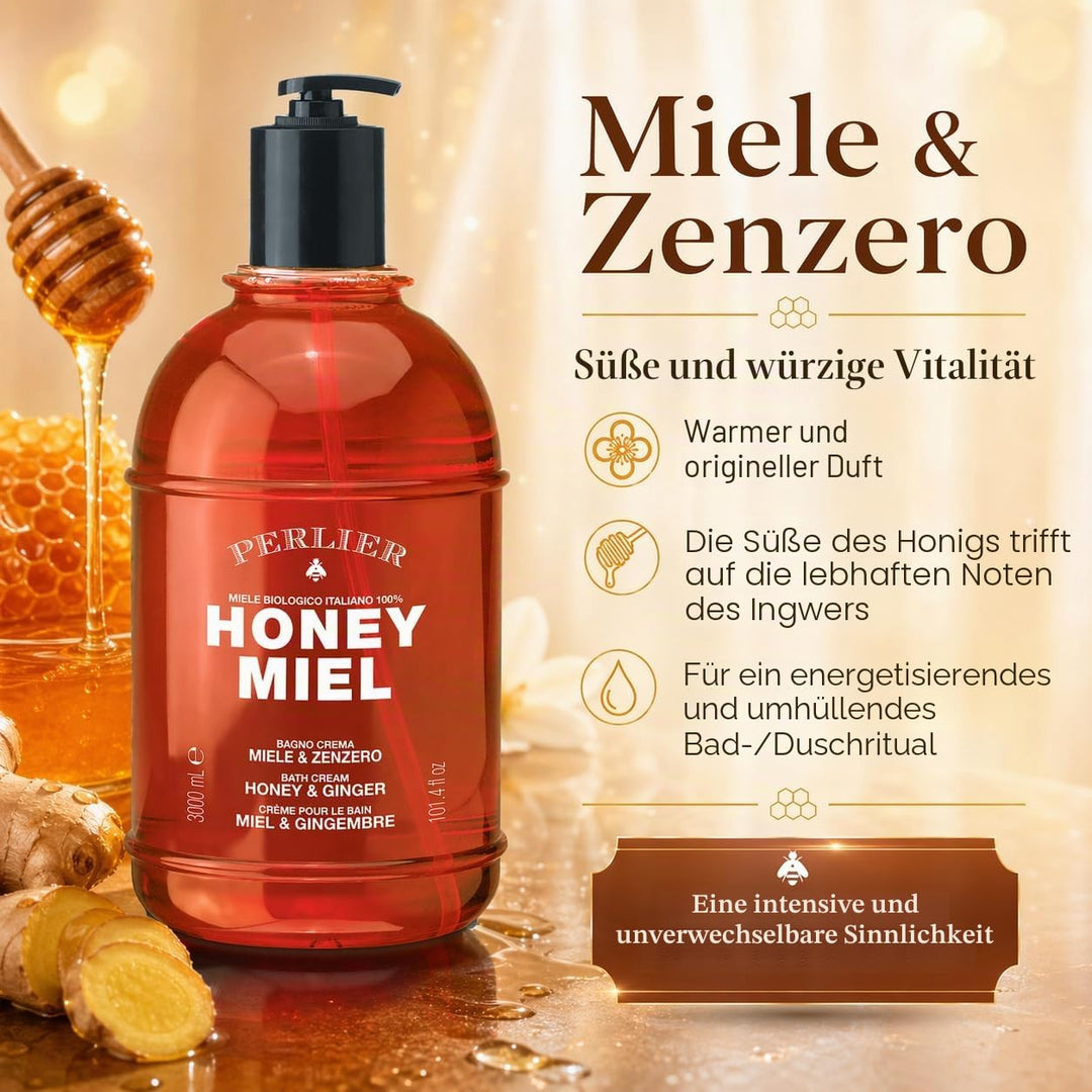 Perlier Honig Miel Badcreme Honig & Ingwer - mit Honig Bio 100% Italienisch - 3000 ml mit Dosierer