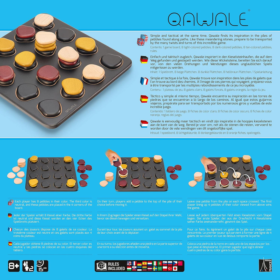 Gigamic | Qawale | Familienspiel | Holzspiel | 2 Spieler | Ab 8+ Jahren | 15 Minuten | Deutsch | Meh