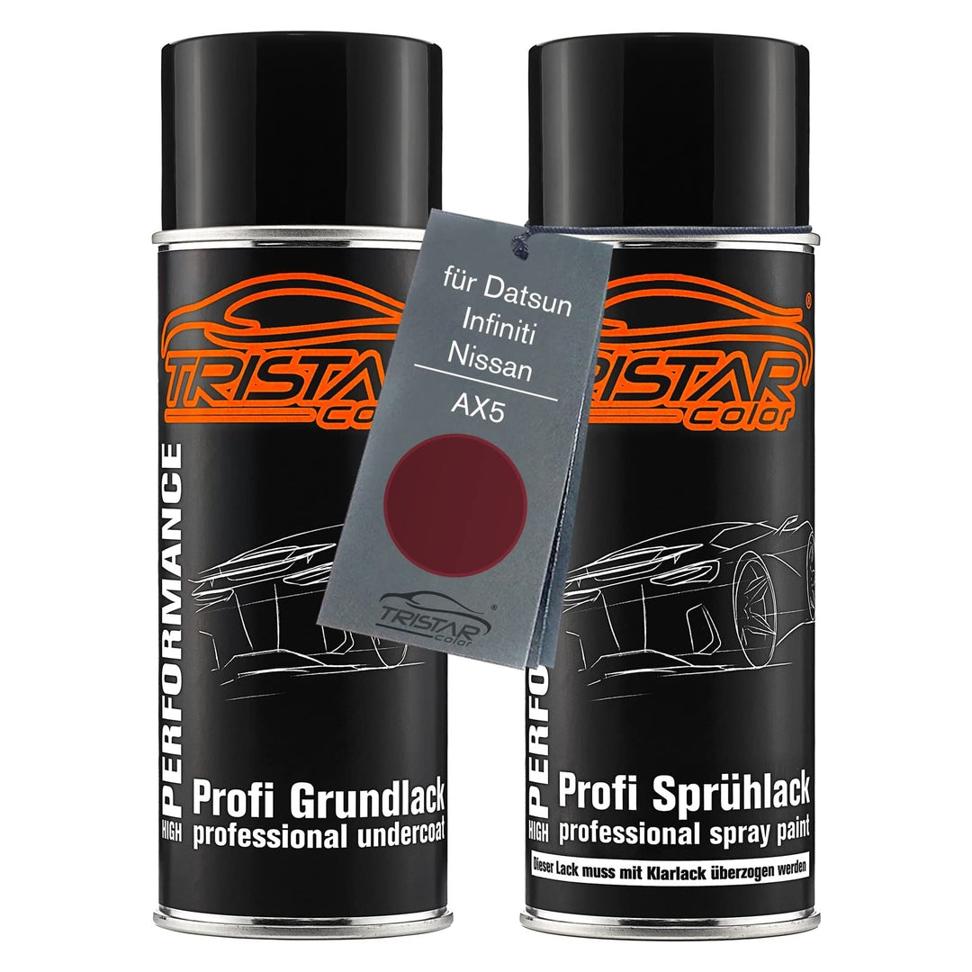 TRISTARcolor Autolack Spraydosen Set für Datsun/Infiniti/Nissan AX5 Wine Red Perl Metallic/Burgundy