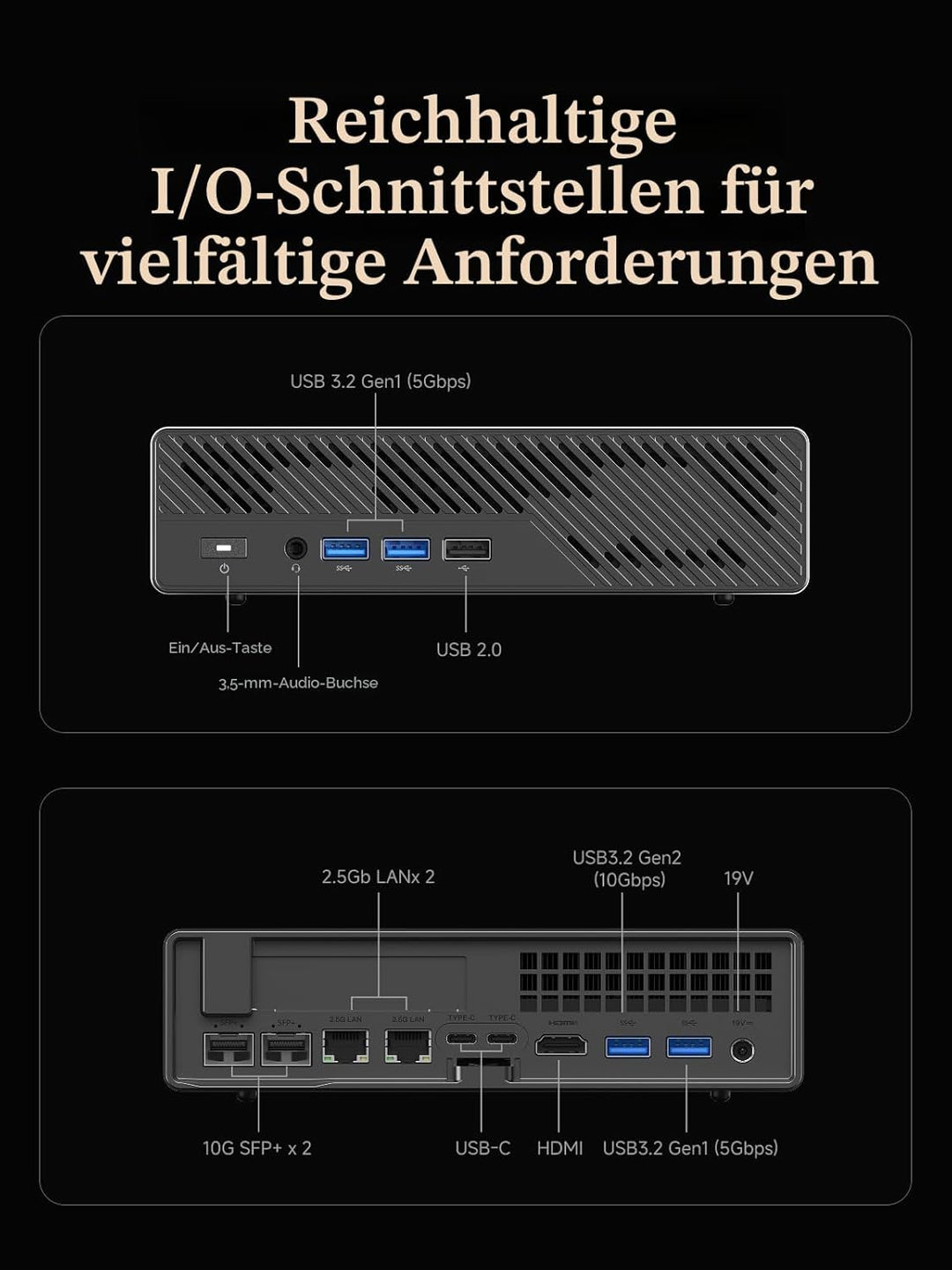 MINIS FORUM AMD Ryzen 9 9955HX MS-A2 Mini PC (16C/32T, bis zu 5,4GHz), PCIe × 16, HDMI/2x USB-C (8K
