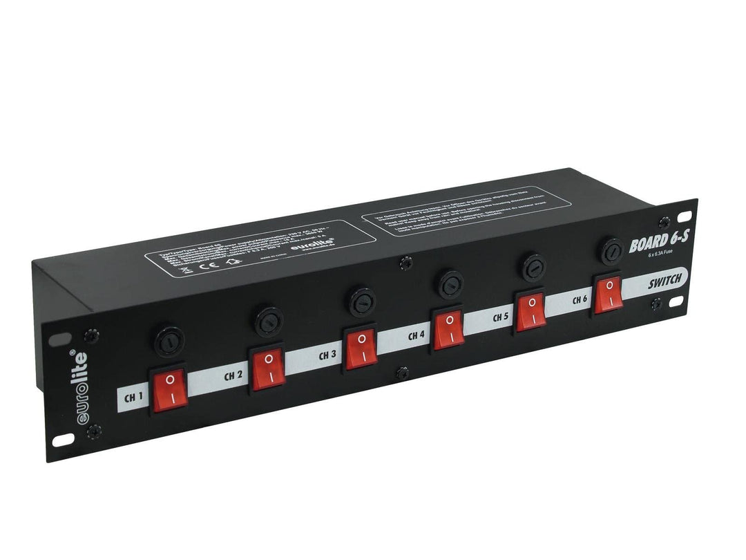 EUROLITE Board 6-S mit 6x Schutzkontakt | Panel mit 6 Schaltern zum getrennten Schalten von 6 Schutz