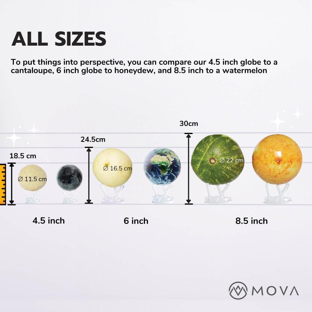 MOVA Globus Weltraumserie Erde mit Wolken 6" mit Sockel, solarbetriebener rotierender Globus, einzig