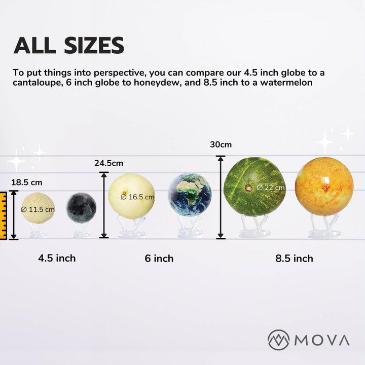 MOVA Globus Weltraumserie Erde mit Wolken 6" mit Sockel, solarbetriebener rotierender Globus, einzig