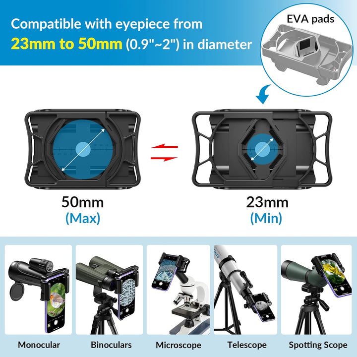 APEXEL Universal Spektiv Handy Adapter,Kompatibel mit Fernglas Binokulares Monokular Spektiv und Mik