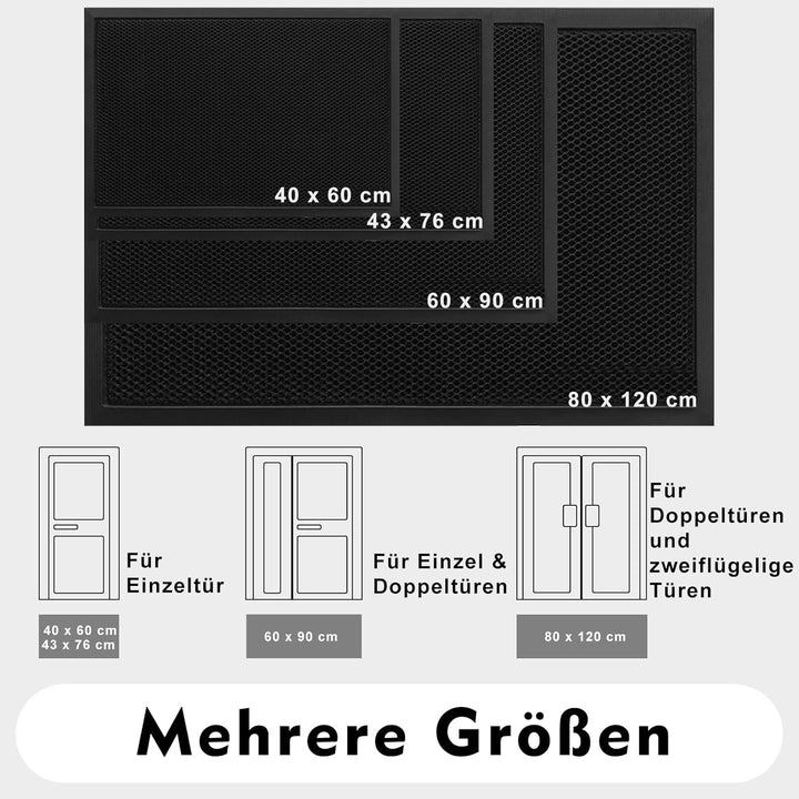 Fussmatte Aussen 43 x 76 cm, rutschfeste Silikon Schmutzfangmatte, Langlebig Fussabtreter Aussenbere
