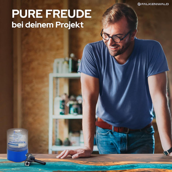 Falkenwald Planfräser 8mm schaft für Holz Ø 35 mm - Planfräser für Oberfräse aus Wolframstahl mit Er