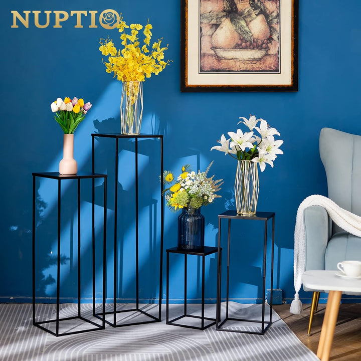 Nuptio Schwarze Vase für Hochzeitsdekoration 2 Stück 60cm Hohe Pflanzenständer Blumenvasen für Hochz
