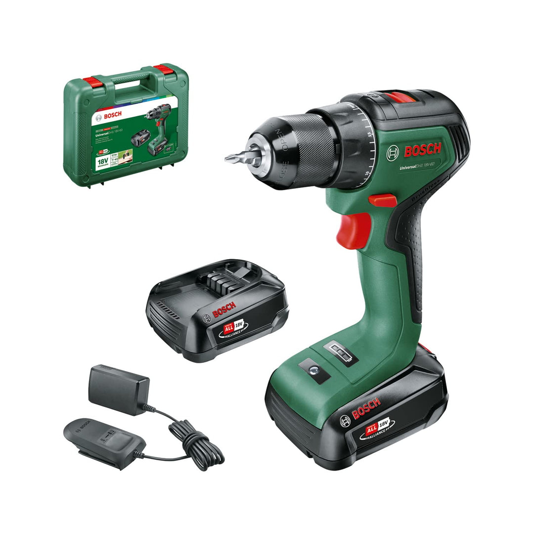Bosch Home and Garden Home and Garden Akkuschrauber UniversalDrill 18V-60 (2 Akku, 18 Volt System, i