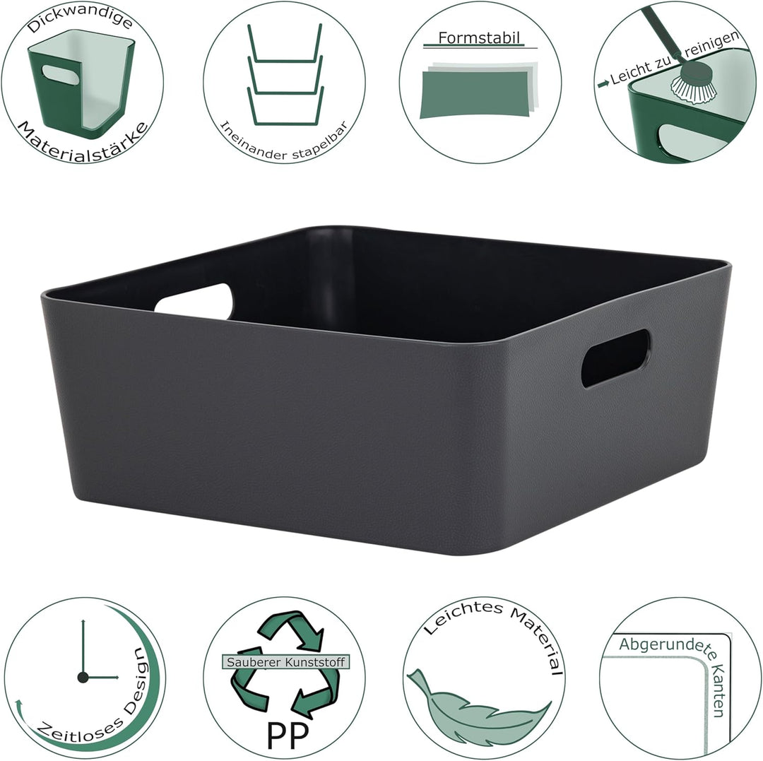 #11 4X Ordnungsbox - 12 cm hoch - anthrazit - 30x 30 cm - Ordnungskorb - Regalorganizer Wandregal 4