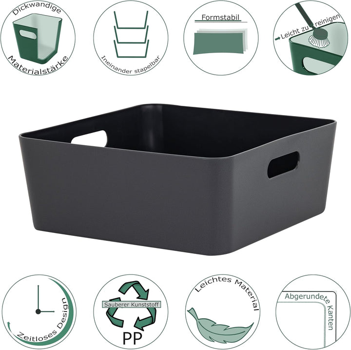 #11 4X Ordnungsbox - 12 cm hoch - anthrazit - 30x 30 cm - Ordnungskorb - Regalorganizer Wandregal 4