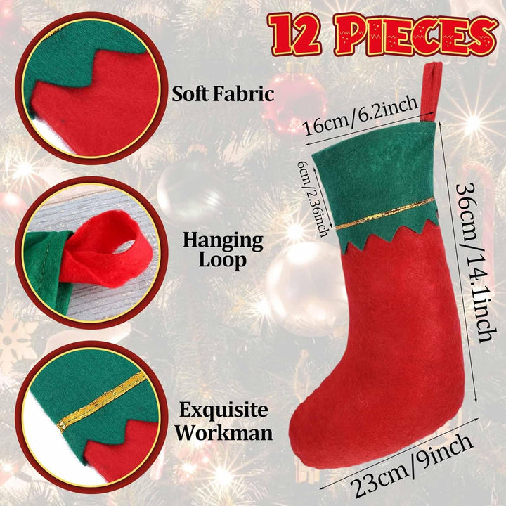12 Stück Weihnachtssocken Zum Befüllen,Nikolaussocken Zum Befüllen,Weihnachtsstrümpfe Kamin für den