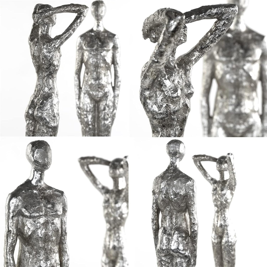 DESIGN DELIGHTS Moderne SKULPTUR Millenium | Mann & Frau, 2-teilig, Poly Kunststein, Silber 59 cm |
