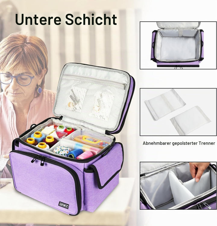 LEFOR·Z Nähzubehör Tasche,Nähset Aufbewahrungstasche Organizer,Doppelschicht Nähzeug Tragetasche für