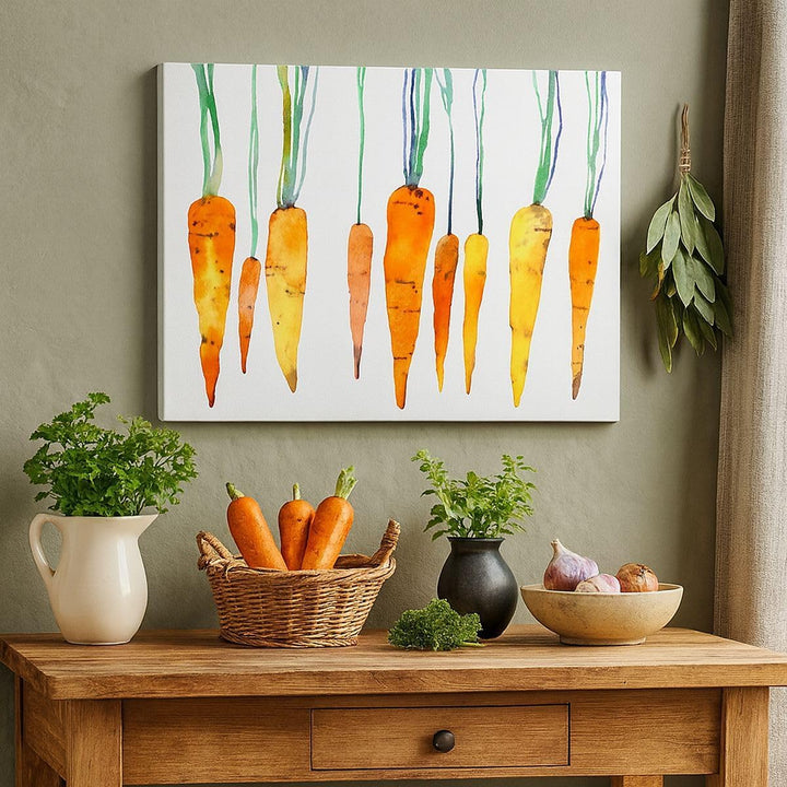Bilder auf Leinwand Karotte Gemüse Leinwandbild mit Rahmen 70x50cm Wandbilder Dekoration Wohnzimmer