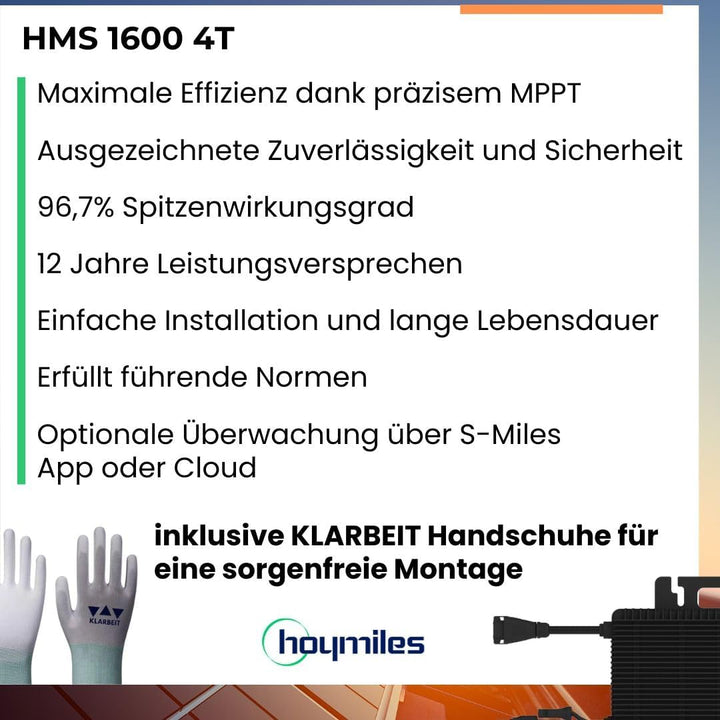 Hoymiles HMS-1600-4T - HMS 1600 Hoymiles Wechselrichter für Ihr Solar Balkonkraftwerk 1600W I Micro