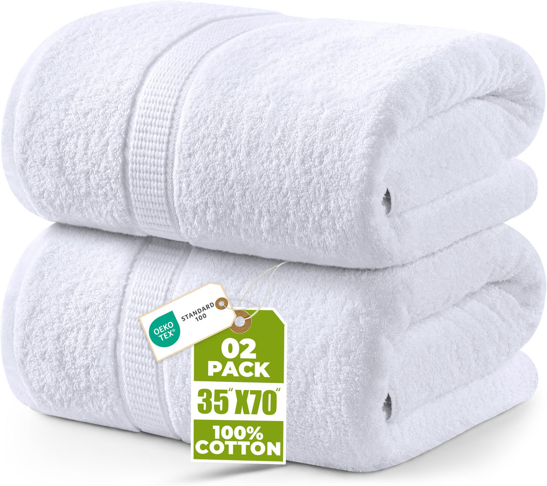 Utopia Towels - 2er Badetücher Gross aus Baumwolle mit Aufhänger, Saunatücher,Badehandtücher Gross,