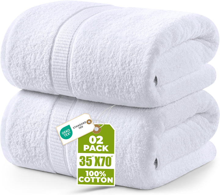 Utopia Towels - 2er Badetücher Gross aus Baumwolle mit Aufhänger, Saunatücher,Badehandtücher Gross,