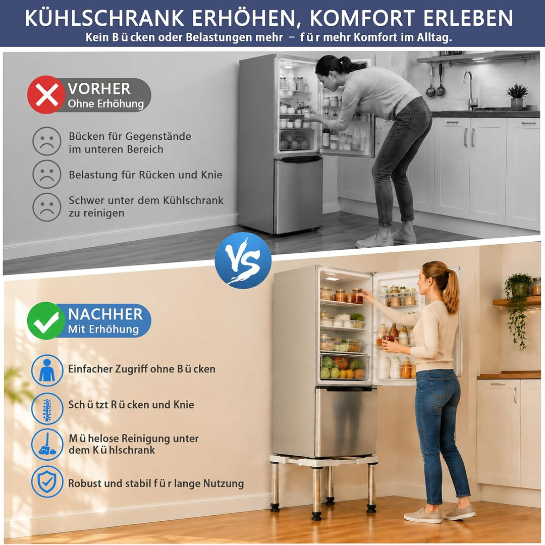DEWEL Untergestell Kühlschrank erhöhung Höhe 33-36cm Verstellbare unterschrank kühlschrank sockel fü