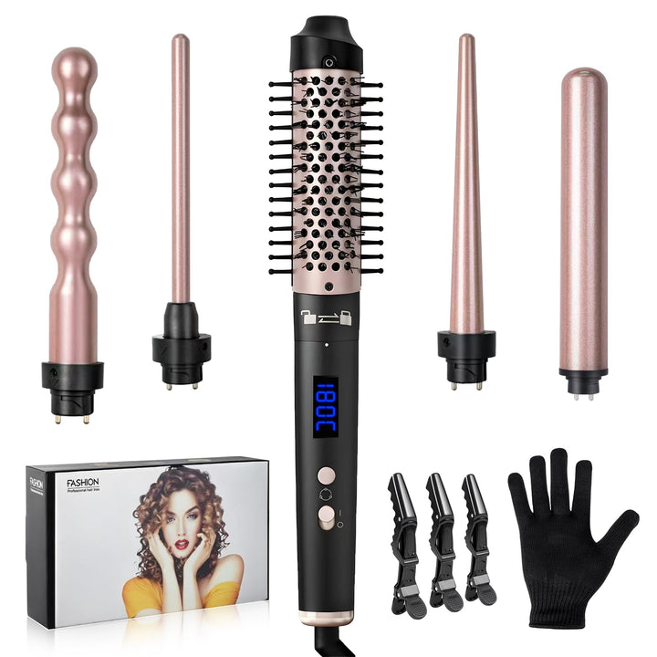 Carehabi Lockenstab 5 in 1 Set, 9-32mm Lockenstab mit Verschiedenen Aufsätzen für Grosse und Kleine
