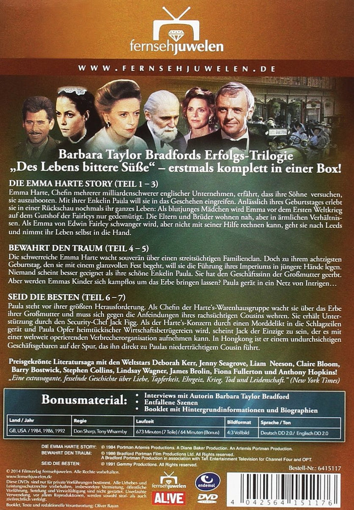 Des Lebens bittere Süsse - Komplettbox: Die Emma Harte Trilogie (Fernsehjuwelen) [7 DVDs], DVD