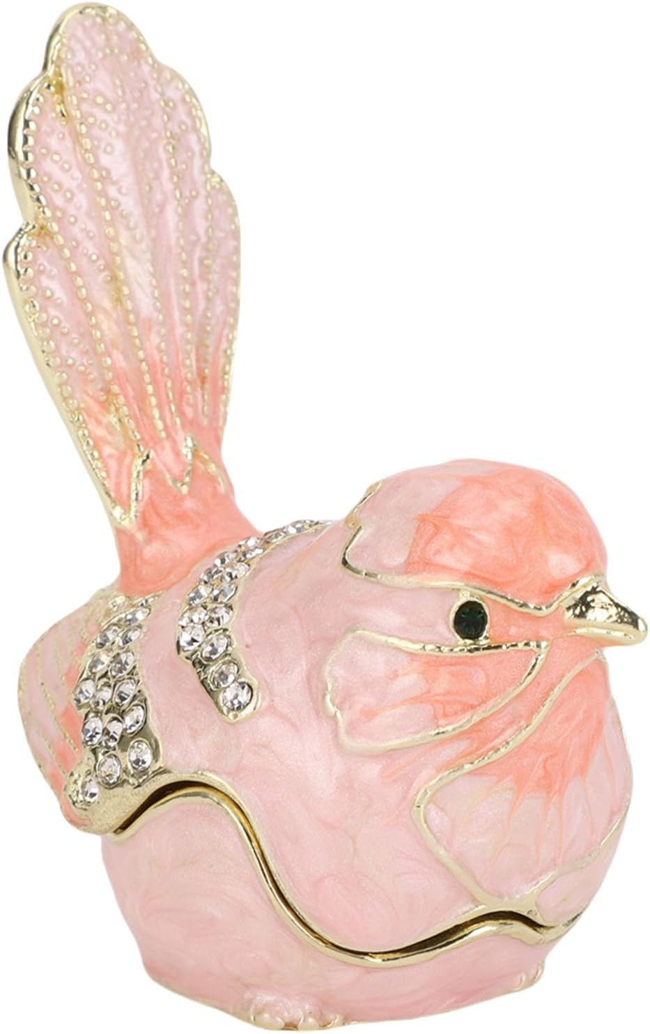 Schmuckkästchen in Vogelform, Handbemalte Emaille-Schmuckaufbewahrungsbox mit Kristallen, Dekorative