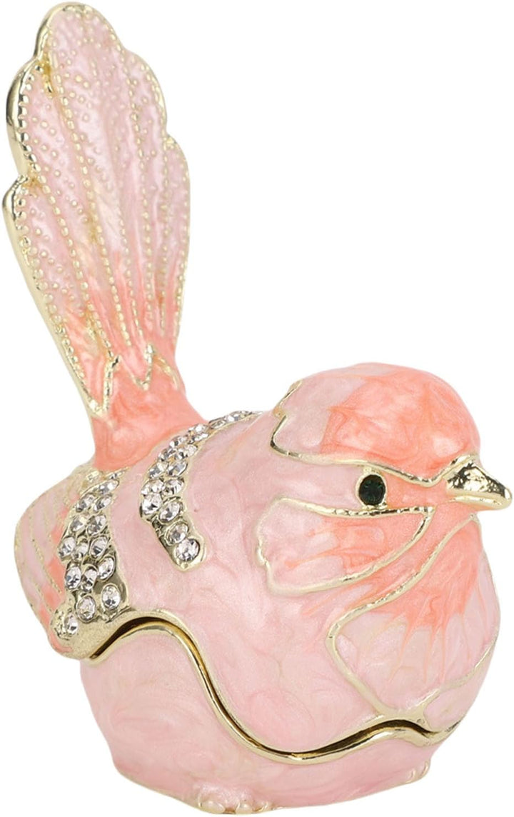 Schmuckkästchen in Vogelform, Handbemalte Emaille-Schmuckaufbewahrungsbox mit Kristallen, Dekorative
