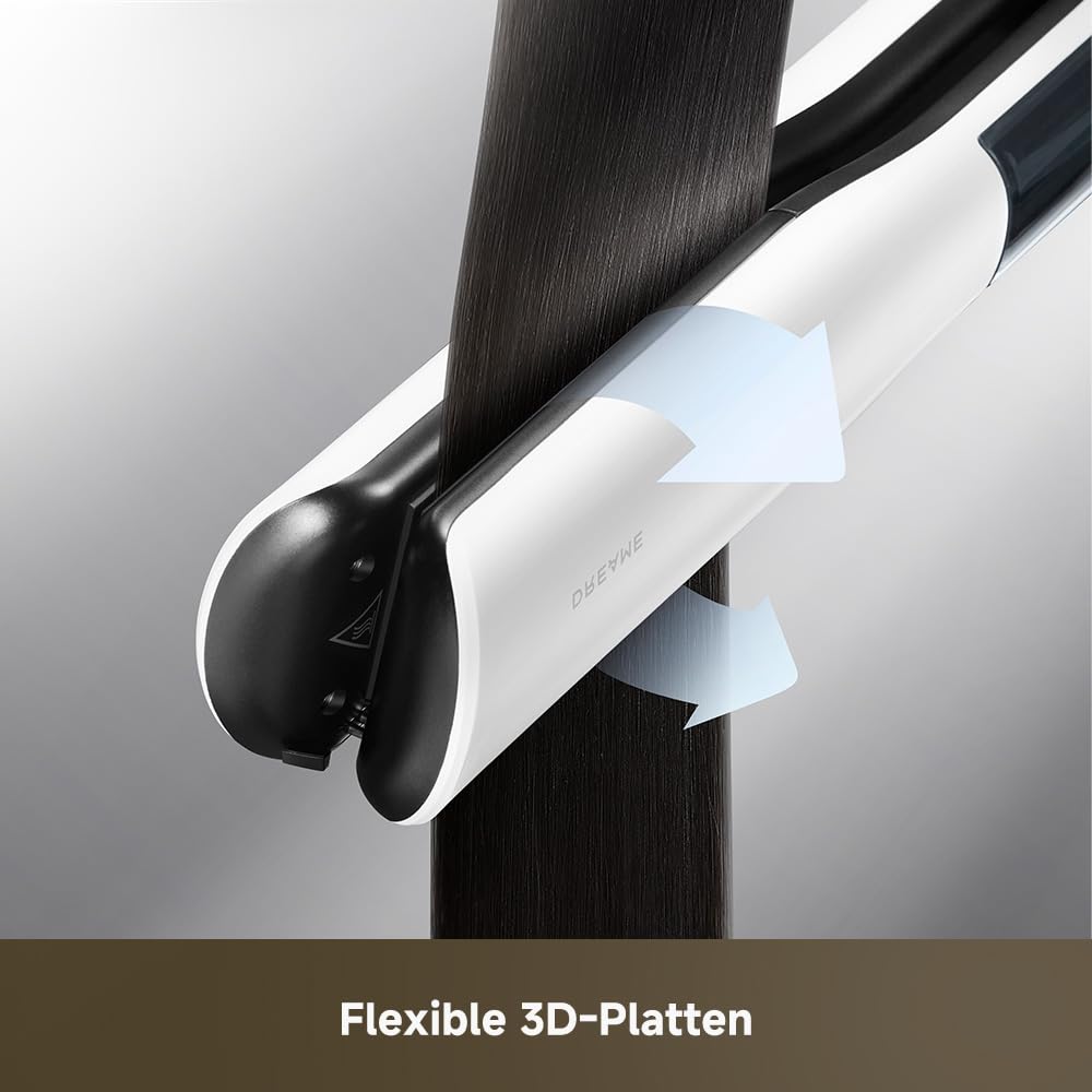 dreame AuraSteam Straight, Glätteisen, glatte und lockige Frisuren, vergrössertes Panel, flexible 3D