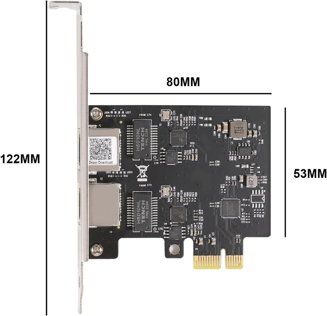 QSFPTEK 2.5G-T Realtek RTL8125B Netzwerkkarte (2 RJ45 Port), 2.5 Gigabit Dual RJ45 Port PCI-E Ethern