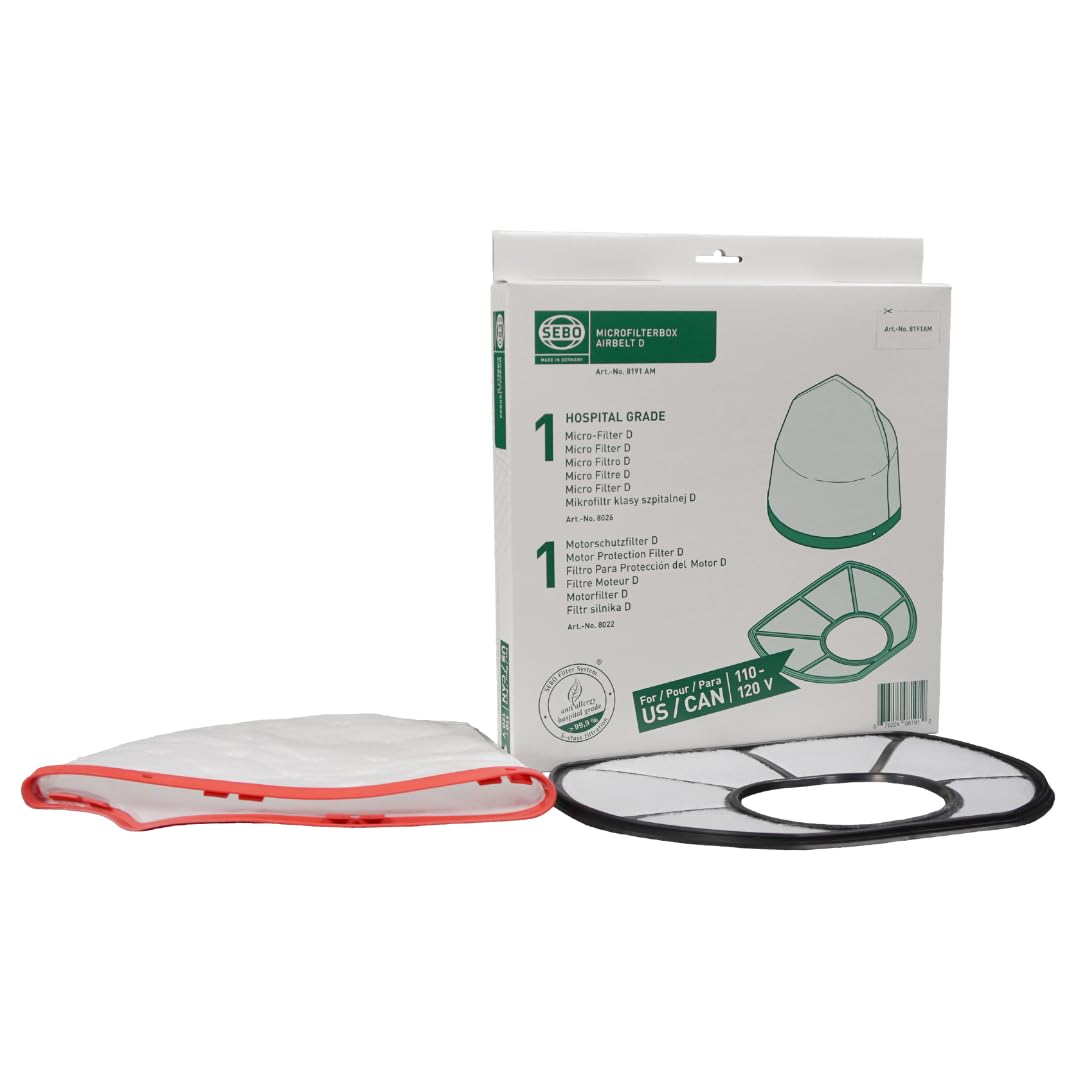 Sebo Mikrofilterbox D 8191 für Sebo airbelt D inklusive 1 Hospital-Grade-Filter D und 1 Motorschutzf
