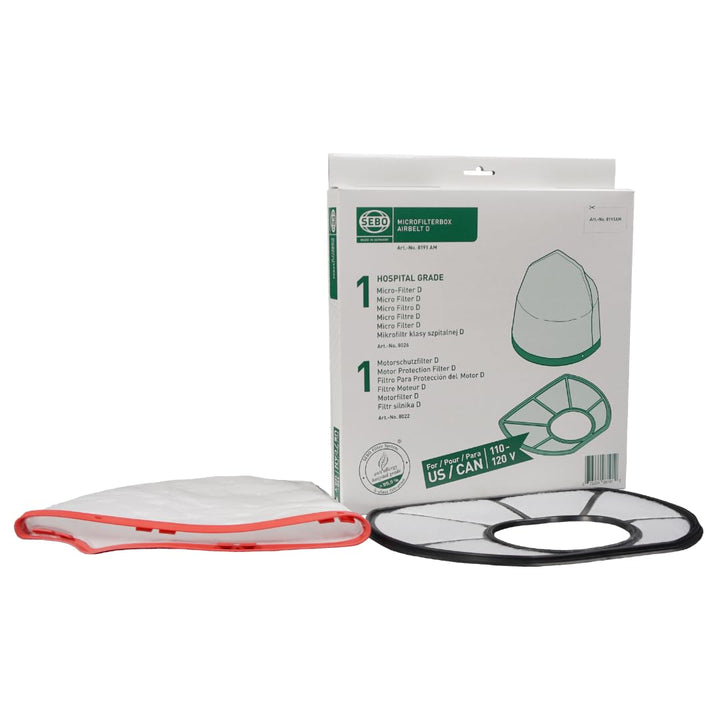 Sebo Mikrofilterbox D 8191 für Sebo airbelt D inklusive 1 Hospital-Grade-Filter D und 1 Motorschutzf