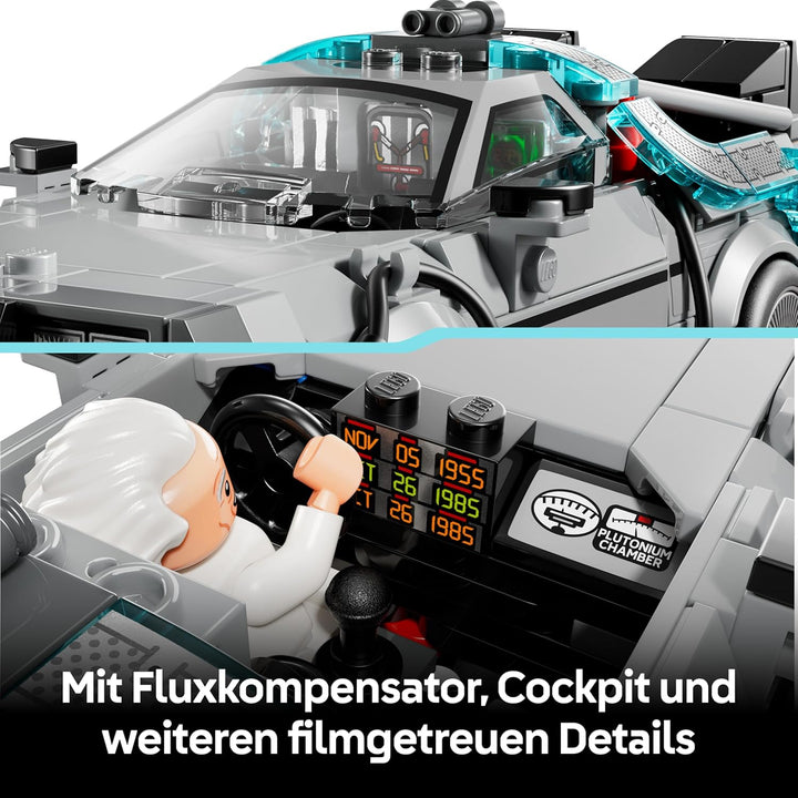 LEGO Speed Champions Zeitmaschine aus Zurück in die Zukunft - Kinder Spielzeug mit Automodell und 2