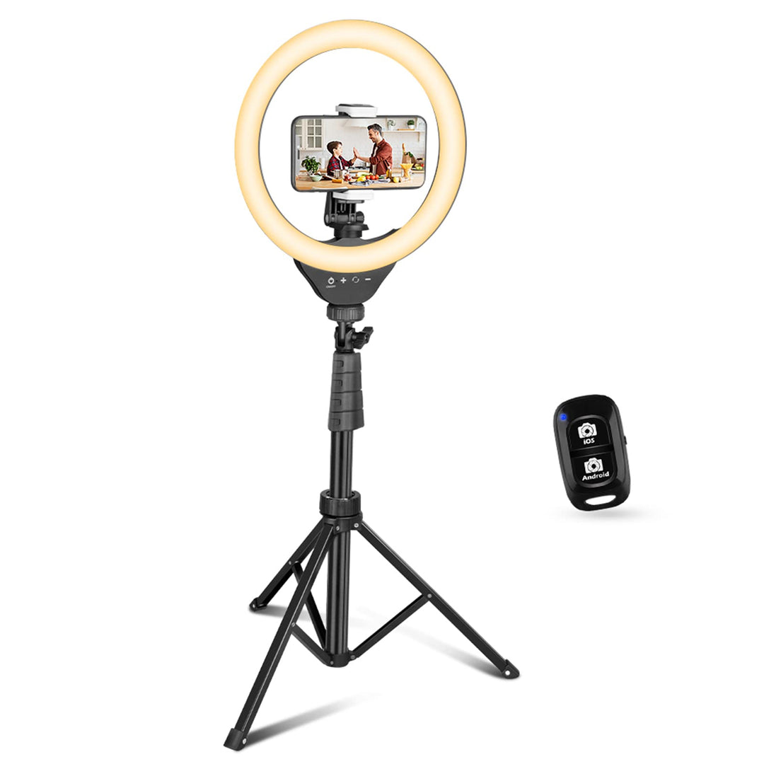 UBeesize Ringlicht mit Stativ, 10”Selfie Ringlicht mit 62”Stativ Berührungssteuerung und Bluetooth-F