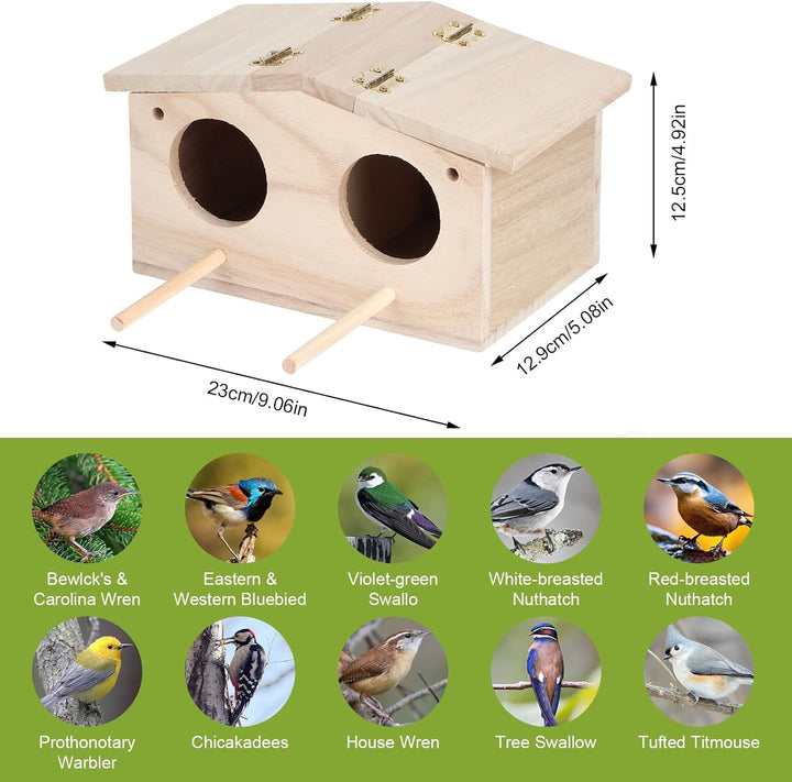 Nistkasten für Vögel für Draussen Wetterfest, Vogelhaus Bausatz Kinder Holz mit Doppelflügeltür, Vog