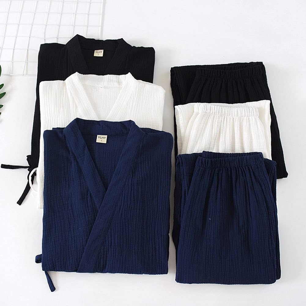 Japanische Kimono Loose Casual Home Pyjamas für Herren Nachtwäsche Grösse L O35