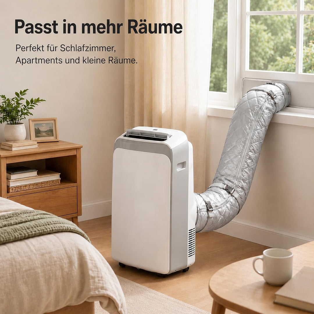 2 Stück Mobiles Klimaanlagen Schlauchschutz Hülle mit Reissverschluss &amp; 4 Schnallen, Silber Isolieru