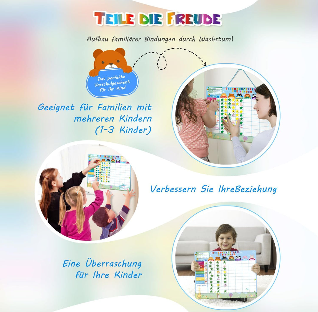 GutSache Belohnungstafel für Kinder[100 Aufgaben, 360 Magnete], Montessori Wochenplaner Kinder, Abwi
