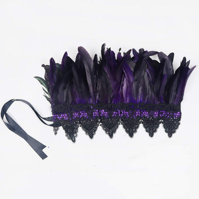 keland Damen schwarz echte Feder Achselzucken Schal Wrap Lace Kragen Halloween Kostüm Schal Top(Viol
