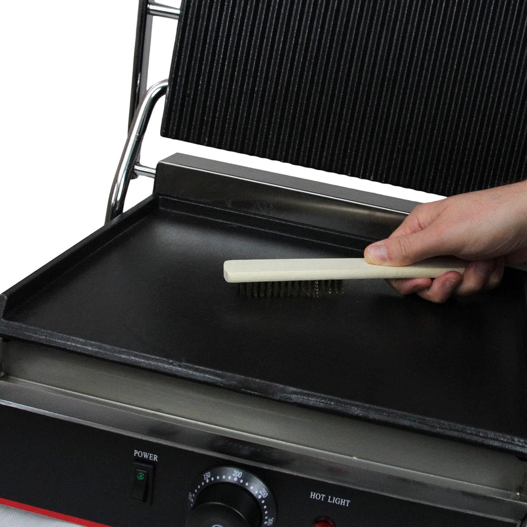 KuKoo Edelstahl Panini Grill Elektrogrill Sandwichtoaster Grill Tischgrill 1/2 glatt-1/2 gerillt 220