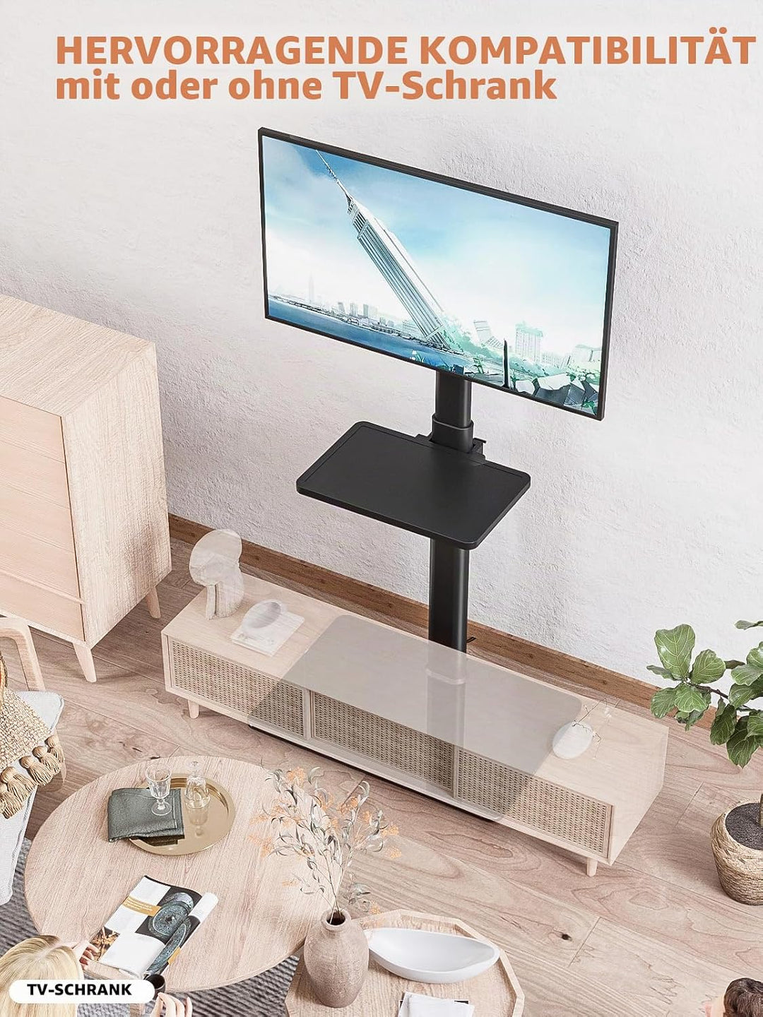 TV Standfuss TV Ständer TV Bodenständer Fernsehstand Fernsehtisch mit Halterung höhenverstellbar für